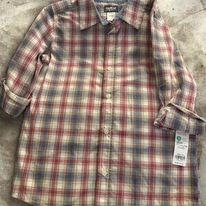 OshKosh B'gosh Men's Red and Blue Plaid Shirt